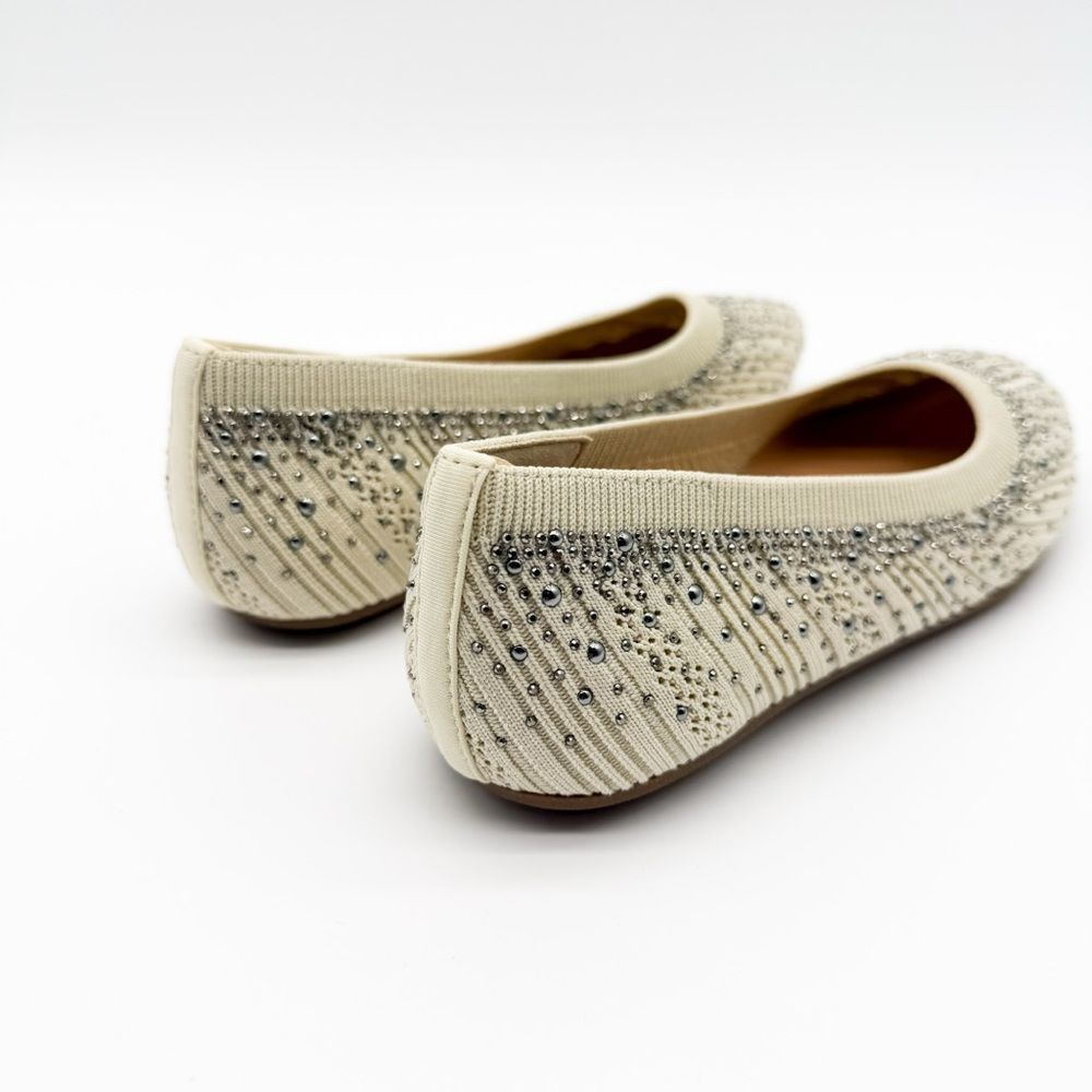 XOXO Laine Studded Ballet Flats Stretch Knit Slip On Sparkle Off White 6 NEW - Picture 7 of 15